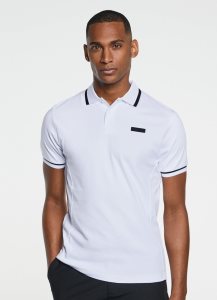 Camisa Polo Hackett Slim Fit Deporte Corta Sleeve Hombre Blancos | XHMJEAD-30